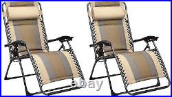 Outdoor Zero Gravity Lounge Chair Oversized Folding Padded Recliner Patio Garden