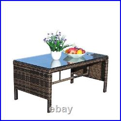 Outdoor patio Furniture Coffee Table with clear tempered glass Set