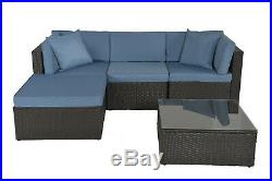 Outdoors 5 PCS Patio Furniture Rattan Wicker Sofa Set Sectional Couch Cushioned