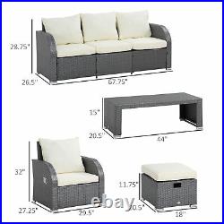Outside 6-pc Conversation Set with 1 Couch, 2 Recliners, 2 Ottomans, & Table