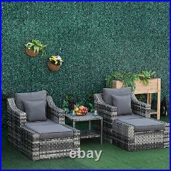 Outside Backyard 5pc Wicker Lounge Chair Set with Chairs, Ottomans, & Table, Grey