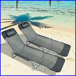 Outsunny 2PC Sun Lounger Folding Chaise Chair Indoor Outdoor Furniture with Pillow