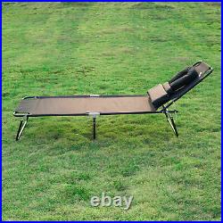 Outsunny 2PC Sun Lounger Reclining Folding Sunbed Chair Bed Head Rest Folding