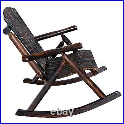 Outsunny 2 Person Fir Wood Rustic Outdoor Patio Adirondack Rocking Chair Porch