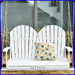 Outsunny 2-Person Outdoor Patio Porch Swing Bench with Solid Wood Design, White