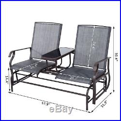 Outsunny 2 Seater Patio Glider Rocking Chair Metal Swing Bench Furniture Table