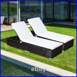 Outsunny 2 pcs Rattan Garden Furniture Set Recliner Bed Patio Sun Loungers