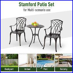 Outsunny 3 PCs Cast Aluminium Coffee Table Chairs Outdoor Garden Bistro Set