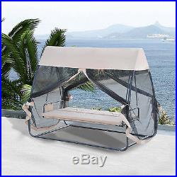 Outsunny 3 Person Covered Outdoor Swing Chair Hammock Bed with Heavy-duty Stand
