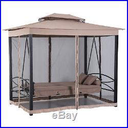 Outsunny 3 Person Outdoor Patio Daybed Canopy Gazebo Swing with Mesh Walls