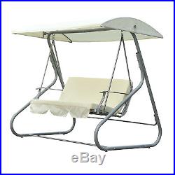 Outsunny 3 Person Outdoor Patio Swing Chair with Canopy Beach Porch Beige