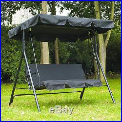 Outsunny 3 Person Swing Chair Outdoor Covered Hammock Patio Awning Canopy Black