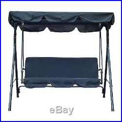 Outsunny 3 Person Swing Chair Outdoor Covered Hammock Patio Awning Canopy Black