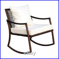 Outsunny 3 Piece Outdoor Outdoor PE Rattan Wicker Patio Rocking Chair Set