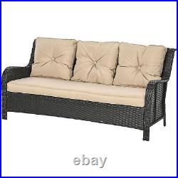 Outsunny 3-Seater Outdoor Sofa with 4 Thick Cushions, Outdoor Couch, Beige