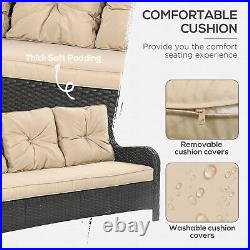 Outsunny 3-Seater Outdoor Sofa with 4 Thick Cushions, Outdoor Couch, Beige