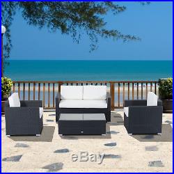 Outsunny 4pc PE Rattan Wicker Sofa Set 4 Cushion Outdoor Patio Couch Furniture