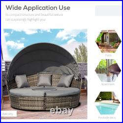 Outsunny 5pcs Outdoor Rattan Wicker Round Sunbed/Conversational Sofa Set