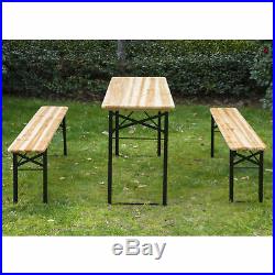 Outsunny 6FT Folding Wooden Picnic Beer Table Benches German Style 20 wide Wood