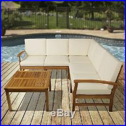 Outsunny 6 Piece Acacia Wood Outdoor Patio Conversation Chat Seating Set with