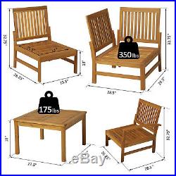 Outsunny 6 Piece Acacia Wood Outdoor Patio Conversation Chat Seating Set with
