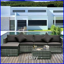 Outsunny 6-Piece Outdoor Patio Rattan Wicker Furniture Set with Cushions Charcoal
