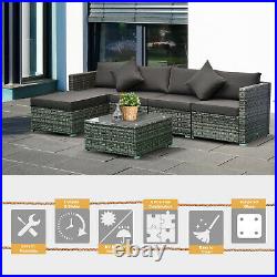 Outsunny 6-Piece Outdoor Patio Rattan Wicker Furniture Set with Cushions Charcoal