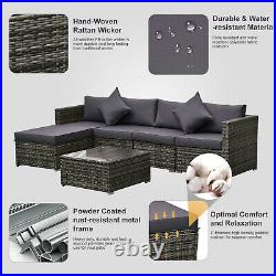Outsunny 6-Piece Outdoor Patio Rattan Wicker Furniture Sofa Set with Cushions Grey