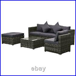 Outsunny 6-Piece Outdoor Patio Rattan Wicker Furniture Sofa Set with Cushions Grey