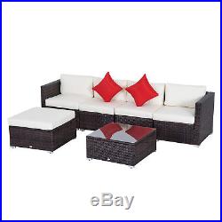 Outsunny 6pc Patio Furniture Rattan Wicker Sofa Outdoor Garden Sectional Couch