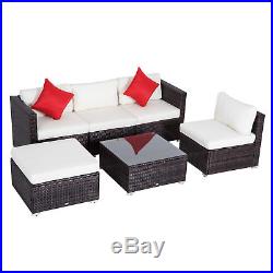 Outsunny 6pc Rattan Wicker Patio Sofa Set Sectional Garden Yard Couch Furniture