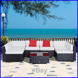 Outsunny 7PC Outdoor Patio Furniture Rattan Wicker Sofa Set Cushioned Couch