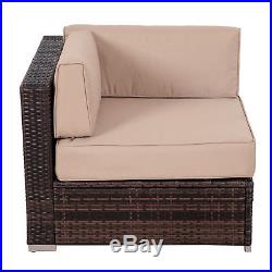 Outsunny 9PC Aluminum Outdoor Patio Rattan Wicker Sofa Sectional Furniture Brown