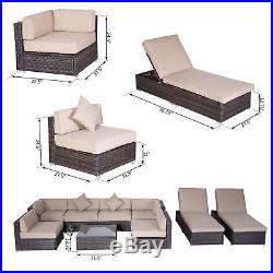 Outsunny 9PC Outdoor Rattan Sofa Set Wicker Patio Garden Furniture Lounge Brown