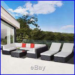 Outsunny 9PC Outdoor Rattan Wicker Sofa Chaise Lounge Patio Furniture Set Couch