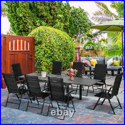Outsunny 9pc Patio Dining Set Aluminum Extending Table Folding Padded Chair