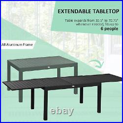 Outsunny 9pc Patio Dining Set Aluminum Extending Table Folding Padded Chair