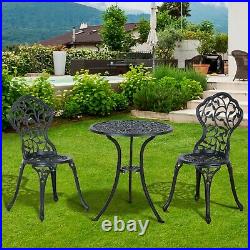 Outsunny Cast Aluminum Bistro Set Garden Coffee Table Chair Outdoor Dining Seat