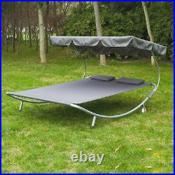Outsunny Double Hammock Outdoor Garden Frame Swing Sun Lounger Beds Bed Canopy