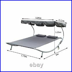 Outsunny Double Hammock Outdoor Garden Frame Swing Sun Lounger Beds Bed Canopy