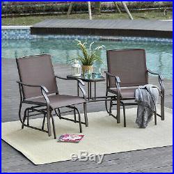 Outsunny Double Patio Glider With Tea Table, Tempered Glass, Outdoor, Garden