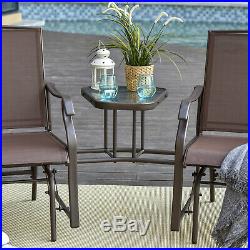 Outsunny Double Patio Glider With Tea Table, Tempered Glass, Outdoor, Garden