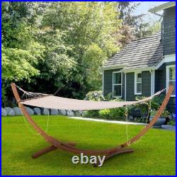 Outsunny Fabric Hammocks 43.3x39.3124 With Wood Stand for Single Person Beige