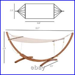 Outsunny Fabric Hammocks 43.3x39.3124 With Wood Stand for Single Person Beige