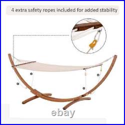 Outsunny Fabric Hammocks 43.3x39.3124 With Wood Stand for Single Person Beige