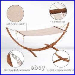 Outsunny Fabric Hammocks 43.3x39.3124 With Wood Stand for Single Person Beige