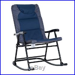 Outsunny Folding Padded Outdoor Camping Rocking Chair Set Garden Rocker