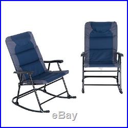 Outsunny Folding Padded Outdoor Camping Rocking Chair Set Garden Rocker