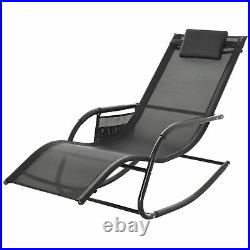 Outsunny Garden Textilene Rocking Chair Sun Lounger Recliner with Headrest Black