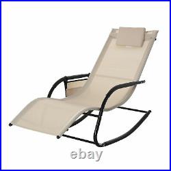 Outsunny Garden Textilene Rocking Chair Sun Lounger Recliner with Headrest White